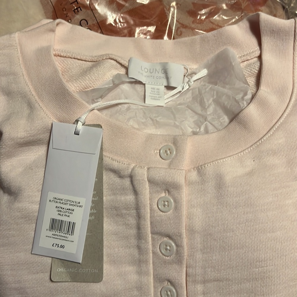 COPY - NWT The White Company Organic-Cotton Slub Button-Placket Sweatshirt XL - Picture 4 of 6